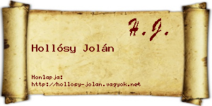 Hollósy Jolán névjegykártya